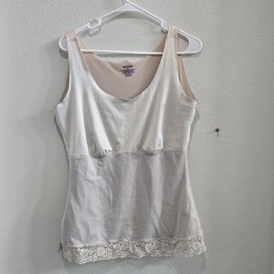 Spanx sleeveless top, white with nude lining  size XL
